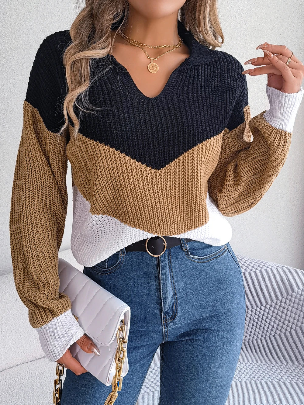 Elise - Pull confortable patchwork